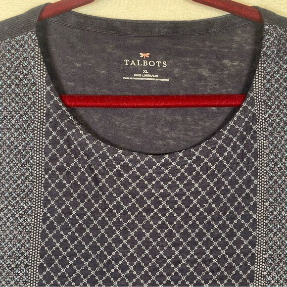 Talbots 100% Linen Short Sleeve Blue Tone Top Size XL - Picture 5 of 10